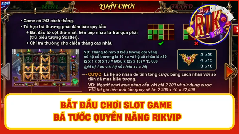 Bá Tước Quyền Năng – Slot Game Huyền Bí Cực Hot Rikvip 3 Hướng dẫn tham gia Bá Tước Quyền Năng tại Rikvip