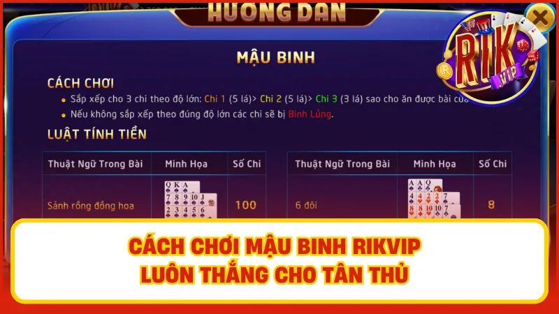 Mậu Binh Rikvip – Xếp Bài Cực Hay, Ăn Tiền Cực Nhanh 2 Cách chơi Mậu binh Rikvip luôn thắng cho tân thủ chính là chìa khóa mở ra cánh cửa thành công